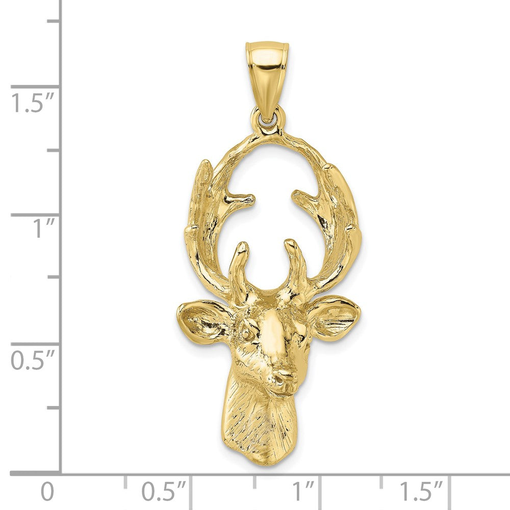 10K Gelbgold 10K 3-d Hirsch Kopf Charm