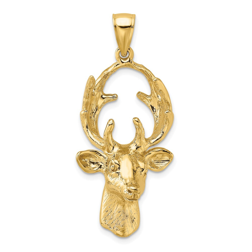 10K Gelbgold 10K 3-d Hirsch Kopf Charm
