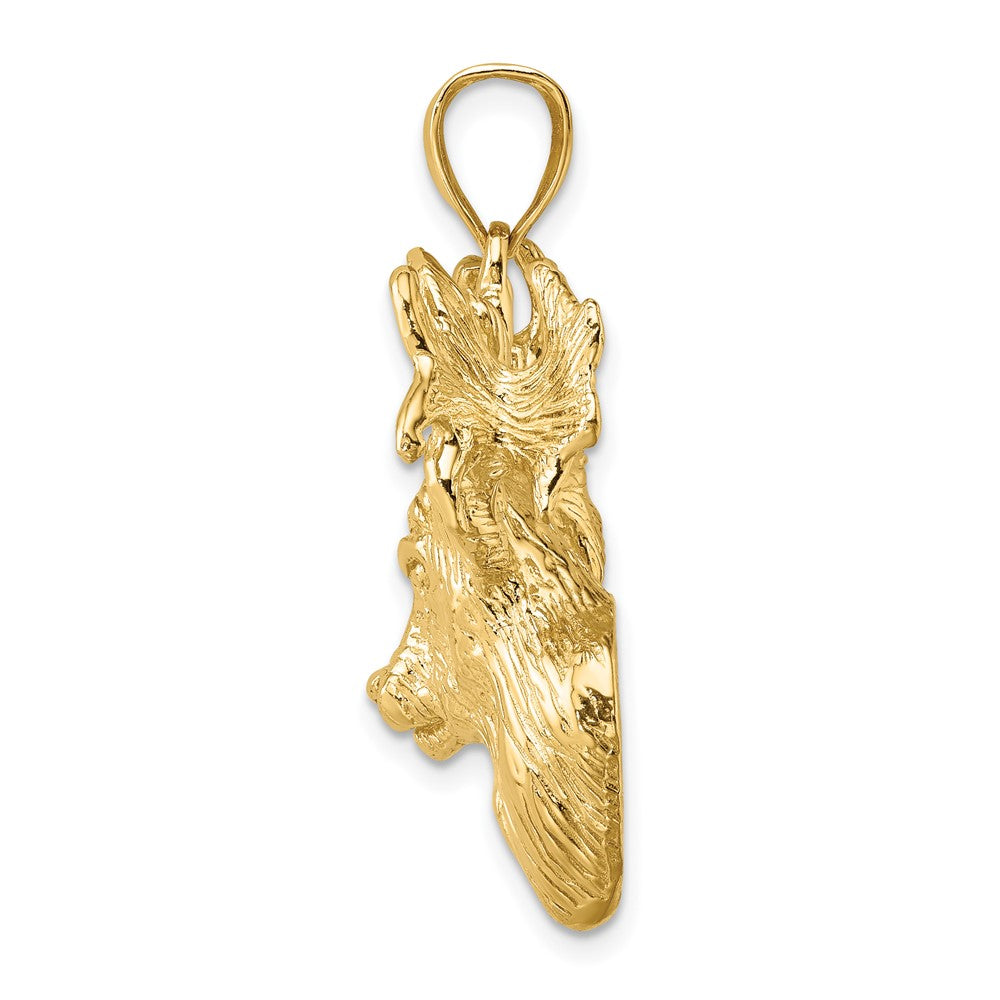 10K Gelbgold 10K 2-d Strukturiert Hirsch Kopf Charm