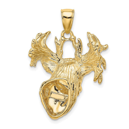 10K Gelbgold 10K 2-d Strukturiert Hirsch Kopf Charm