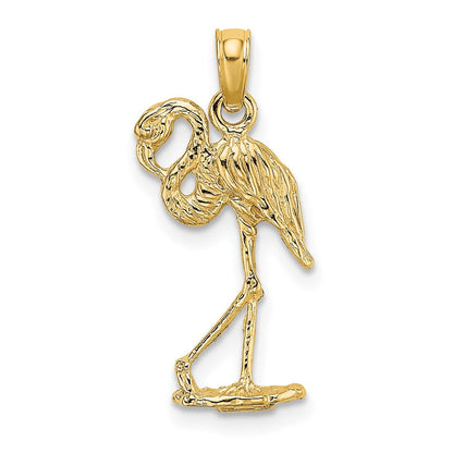 10K Gelbgold 10K 3-d Flamingo mit Kopf Up Charm