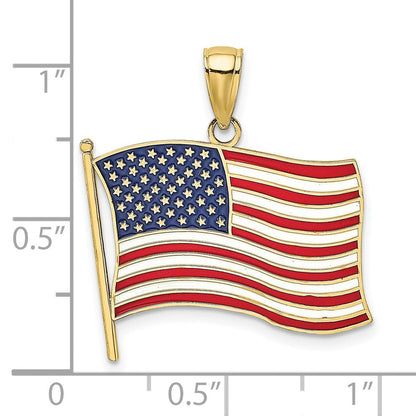 10K Gelbgold 10K mit Emaille American Flag Charm
