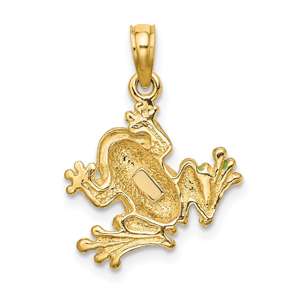 10K Gelbgold Grün Emailliert Klein Frosch Charm
