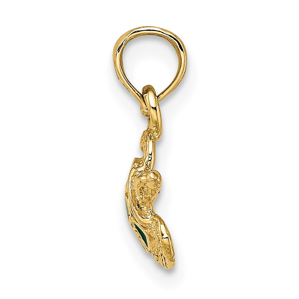 10K Gelbgold 10K Strukturiert und Emailliert Meer Schildkröte Charm