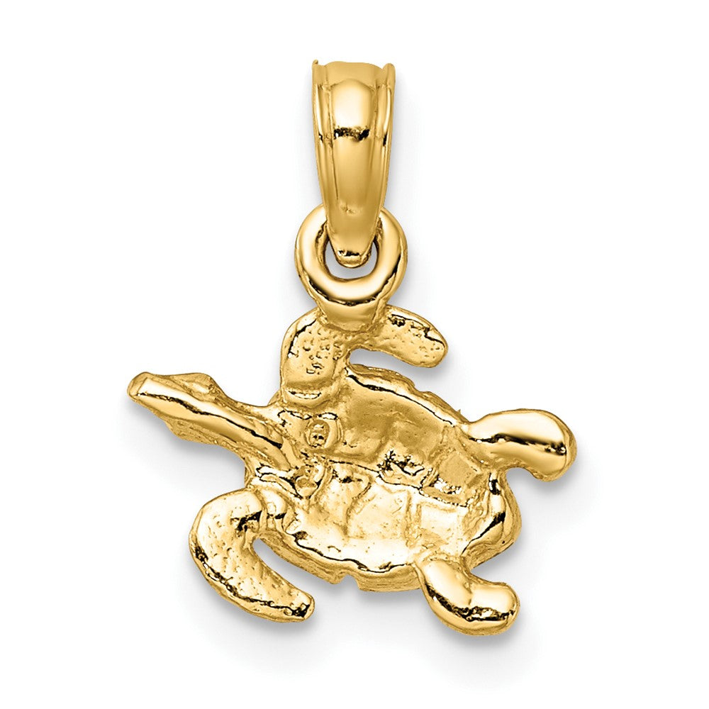 10K Gelbgold 10K Strukturiert und Emailliert Meer Schildkröte Charm