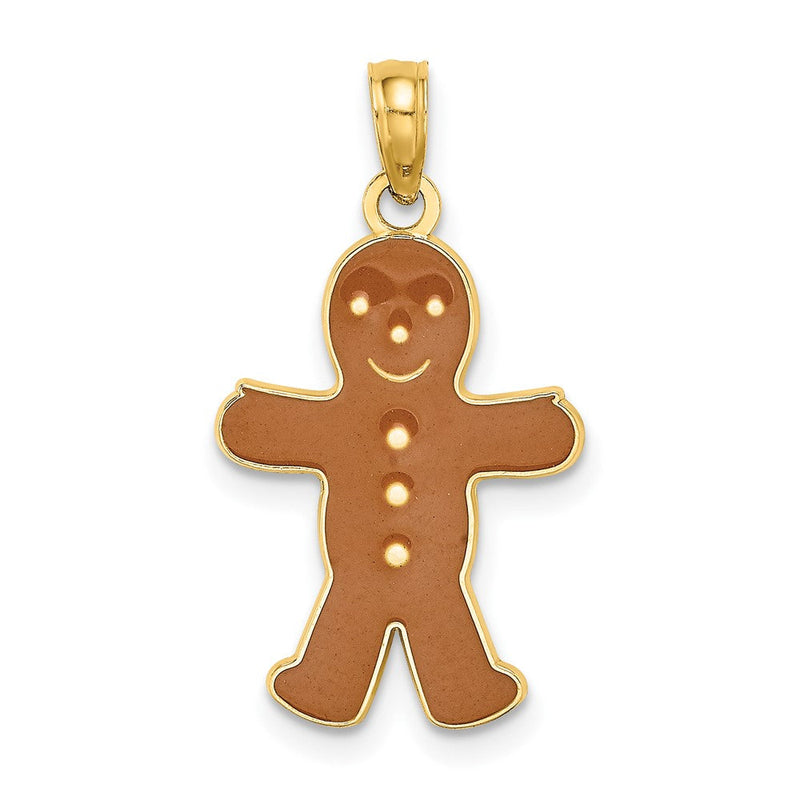 10K Gelbgold 10K 3-d Emaille Gingerbread Man Charm