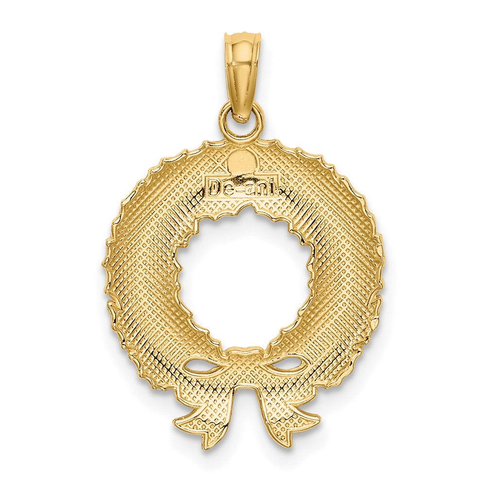 10K Gelbgold 10K Emaille Weihnachten Wreath Charm