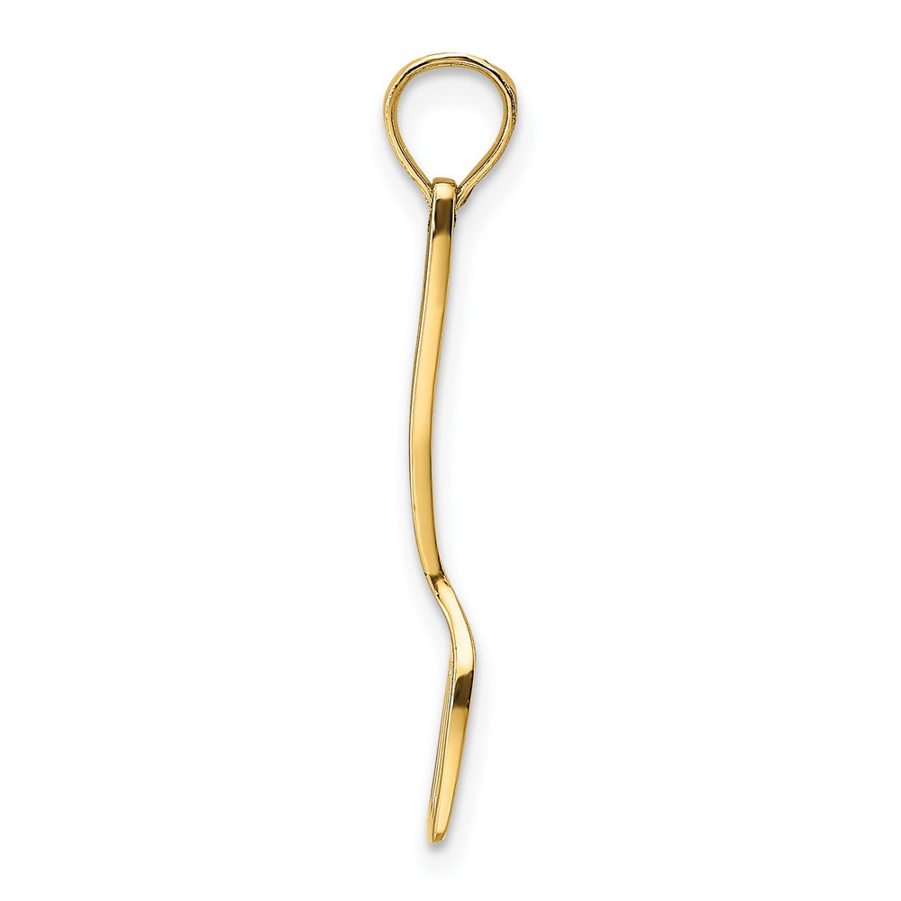 10K Gelbgold 10K mit Schwarz Emaille 3-d Spatula Charm