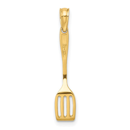 10K Gelbgold 10K mit Schwarz Emaille 3-d Spatula Charm