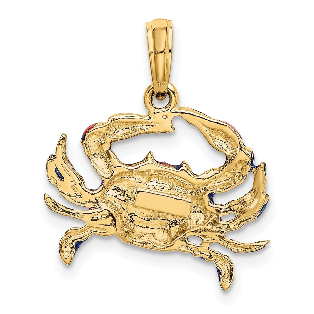 10K Gelbgold Krebs-Charm/Anhänger mit blauer Emaille