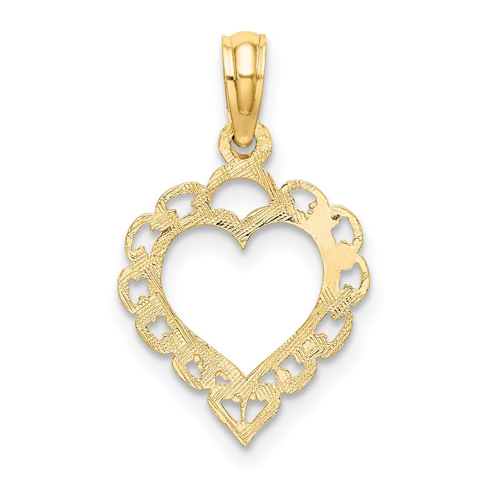 10K Gelbgold 10K Herz mit Lace Zierde Charm