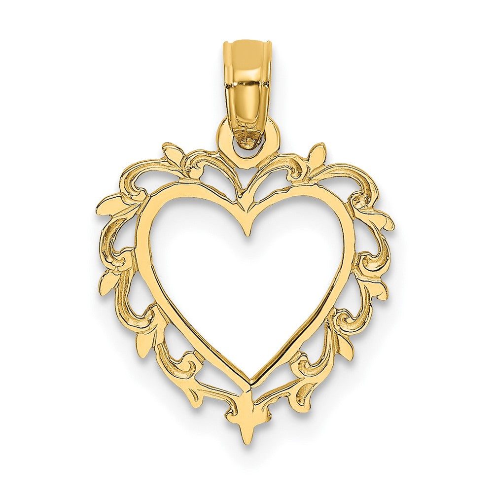 10K Gelbgold 10K Herz mit Lace Zierde Charm