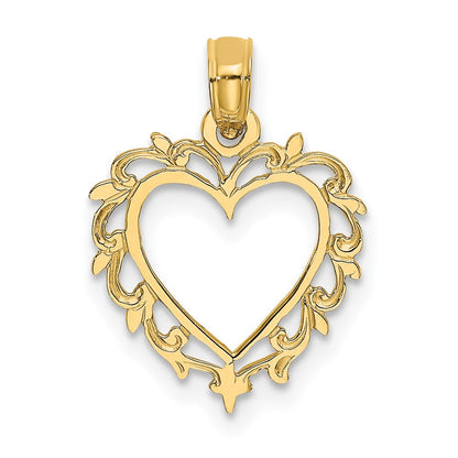 10K Gelbgold 10K Herz mit Lace Zierde Charm