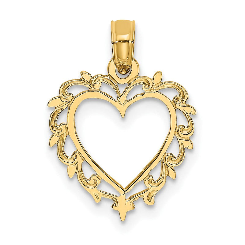 10K Gelbgold 10K Herz mit Lace Zierde Charm