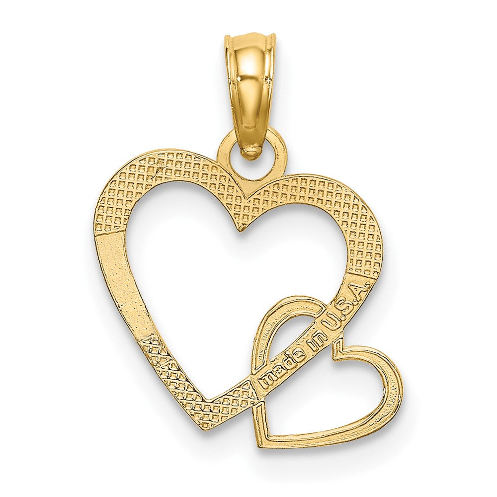 10K Gelbgold 10K Flach Zwei Herzen Intertwined Charm