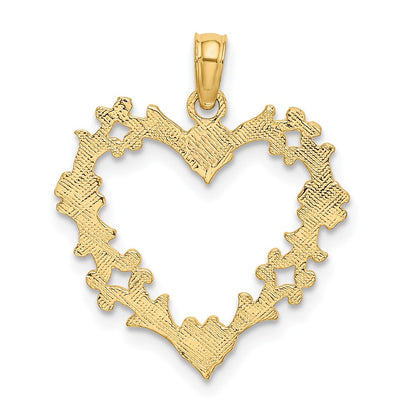 10K Gelbgold 10K Ausgeschnitten Blumen Herz Charm