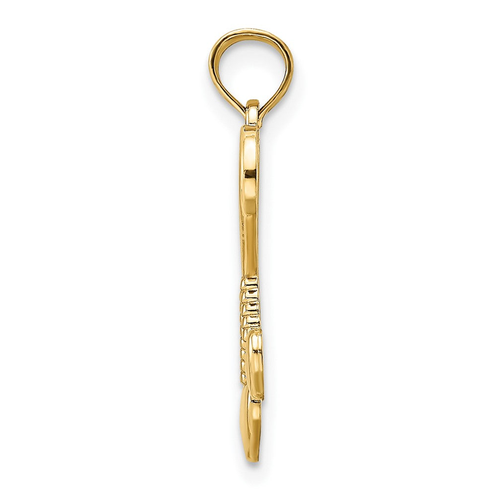 10K Gelbgold 10K Poliert Herz mit Doppelt Gekugelt Tassle Charm