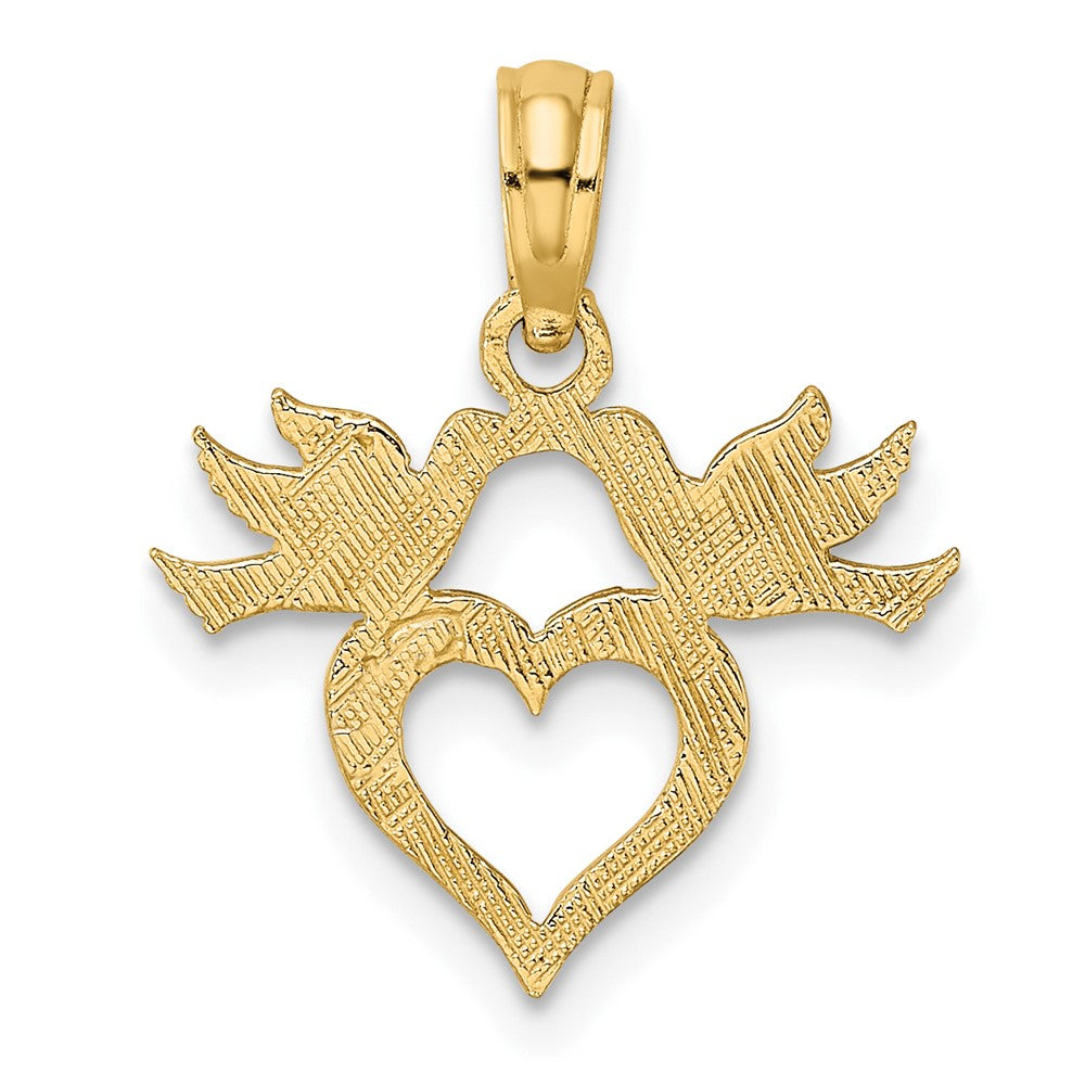 10K Gelbgold 10K Herz mit Liebe Birds Charm