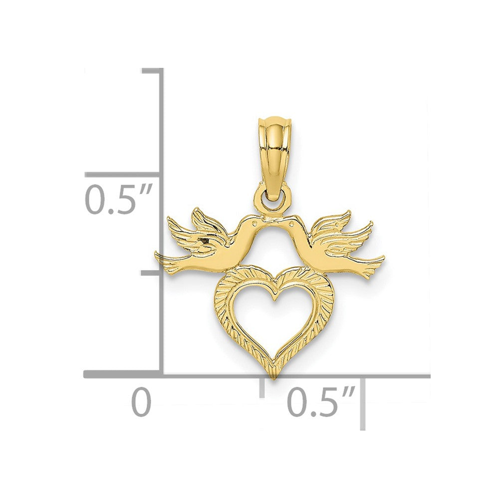 10K Gelbgold 10K Herz mit Liebe Birds Charm