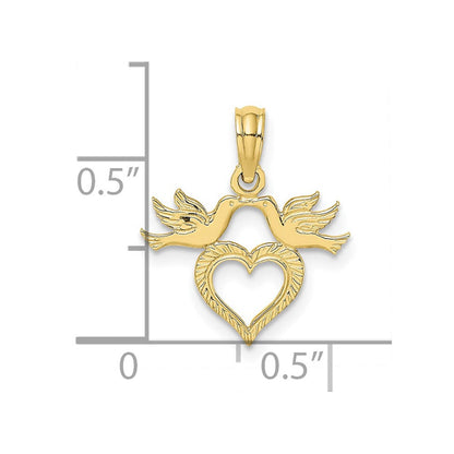 10K Gelbgold 10K Herz mit Liebe Birds Charm