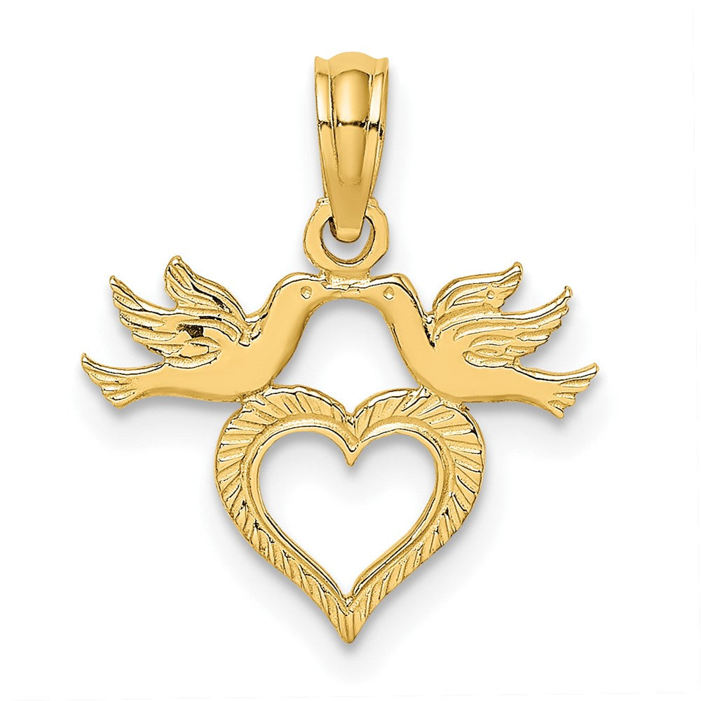 10K Gelbgold 10K Herz mit Liebe Birds Charm