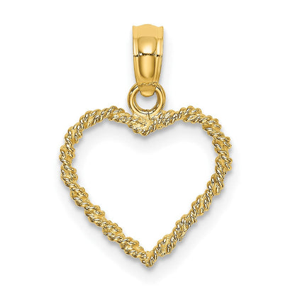 10K Gelbgold 10K 3-d Kordel Herz Charm