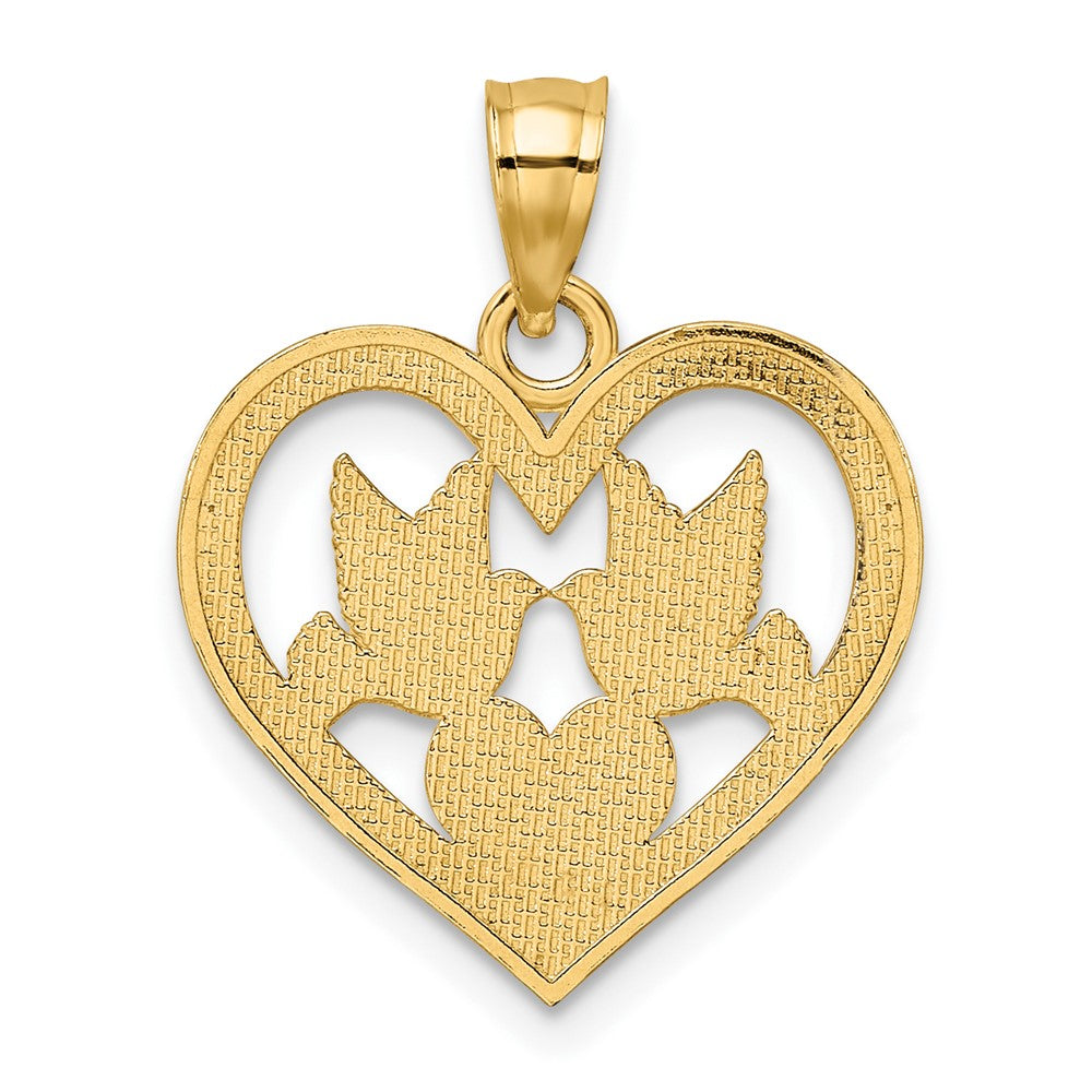 10K Gelbgold 10K Doves in Herz Charm