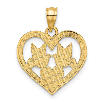 10K Gelbgold 10K Doves in Herz Charm
