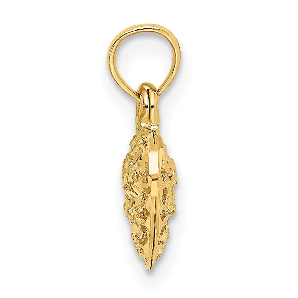 10K Gelbgold 10K 3-d und Diamantiert Mini Gewölbt Herz Charm