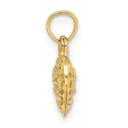 10K Gelbgold 10K 3-d und Diamantiert Mini Gewölbt Herz Charm
