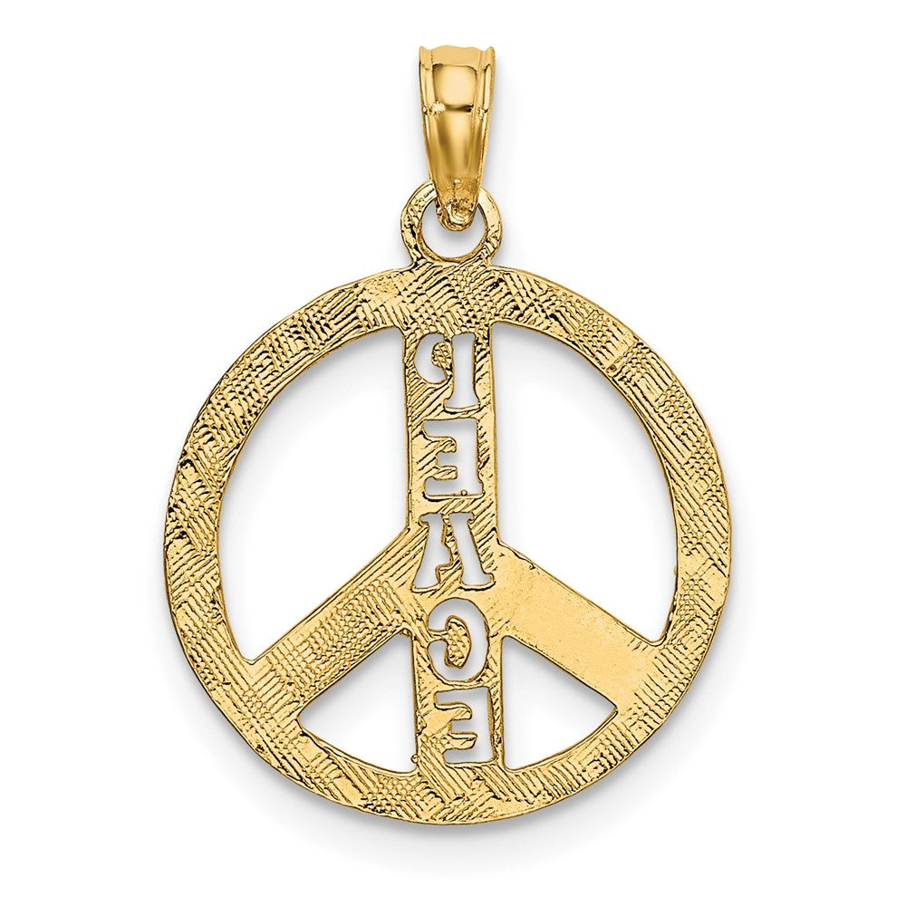 10K Gelbgold 10K Flach Strukturiert Frieden Zeichen Charm
