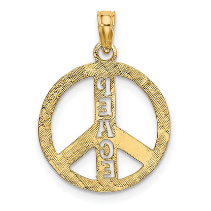 10K Gelbgold 10K Flach Strukturiert Frieden Zeichen Charm