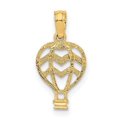 10K Gelbgold 10K Ausgeschnitten Flach Hot Luft Balloon Charm
