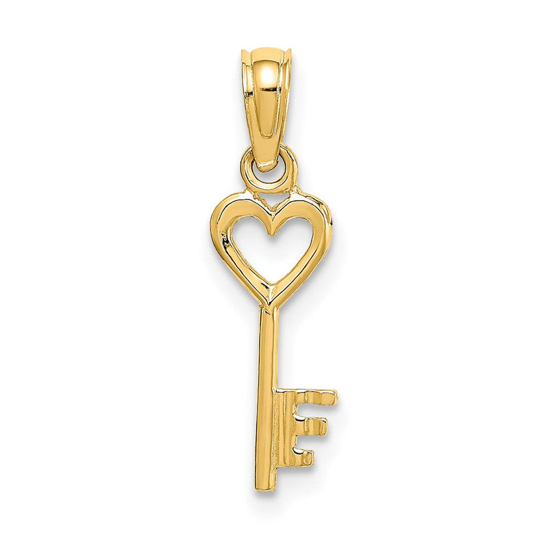 10K Gelbgold Key mit Herz Charm