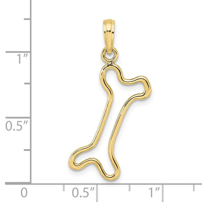 10K Gelbgold 10K Ausgeschnitten Poliert Hund Bone Charm