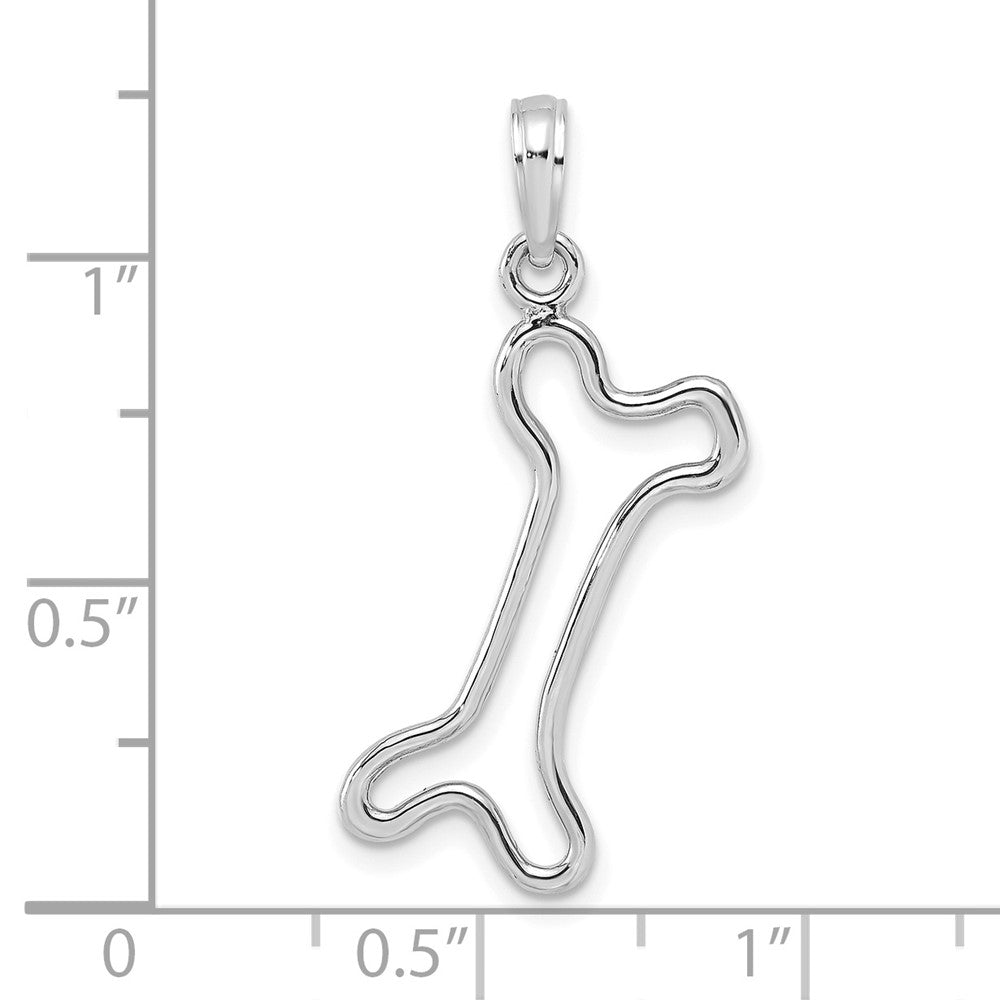 10K Weißgold 10K Ausgeschnitten Poliert Hund Bone Charm