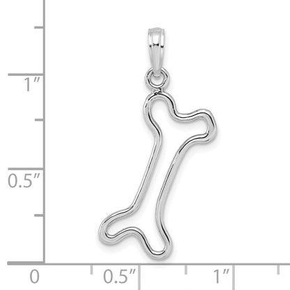 10K Weißgold 10K Ausgeschnitten Poliert Hund Bone Charm