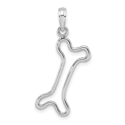 10K Weißgold 10K Ausgeschnitten Poliert Hund Bone Charm