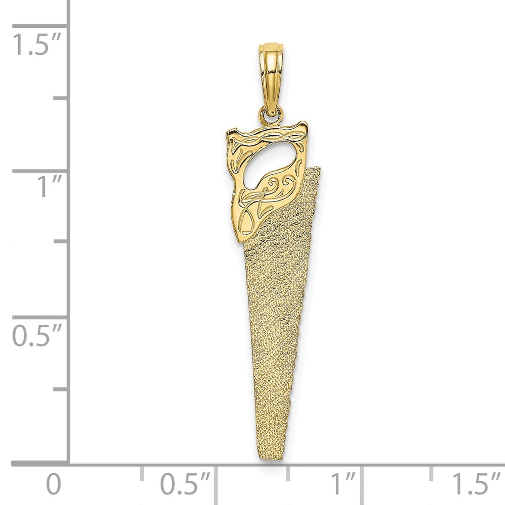 10K Gelbgold 10K 3-d Flach Hand Saw Charm