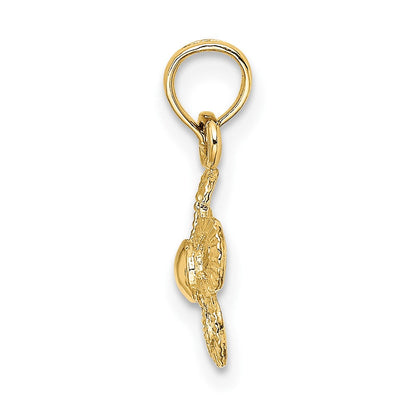 10K Gelbgold 2-d Mini Gänseblümchen Blume Charm