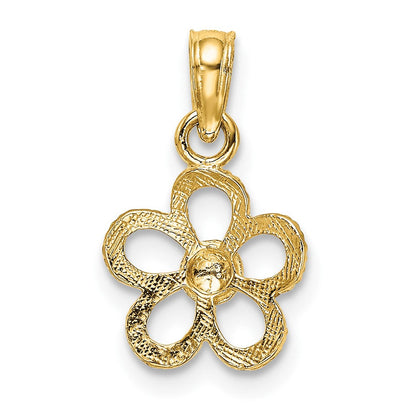 10K Gelbgold 2-d Mini Gänseblümchen Blume Charm