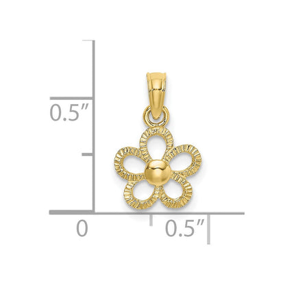 10K Gelbgold 2-d Mini Gänseblümchen Blume Charm