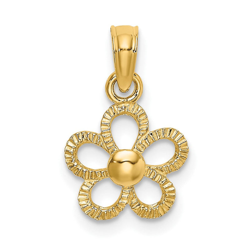 10K Gelbgold 2-d Mini Gänseblümchen Blume Charm