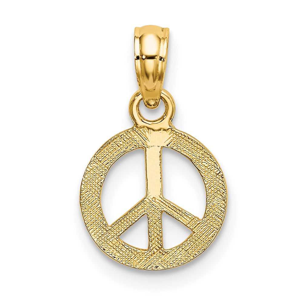 10K Gelbgold 10K Flach und Strukturiert Mini Frieden Zeichen Charm