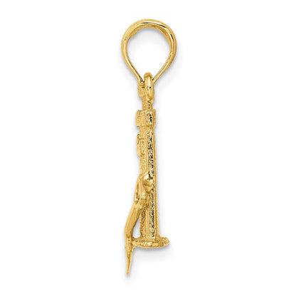 10K Gelbgold 10K 3-d Sand Schloss mit Shovel Charm