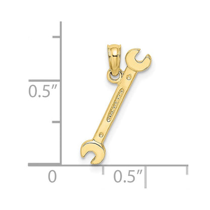 10K Gelbgold 10K 3-d Doppelt Offen-ended Wrench Charm