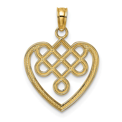 10K Gelbgold 10K Klein Keltisch Knoten Herz Charm