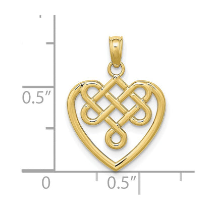 10K Gelbgold 10K Klein Keltisch Knoten Herz Charm