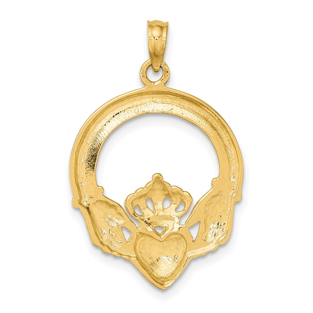 10K Gelbgold 10K Poliert Groß Claddagh Herz Charm