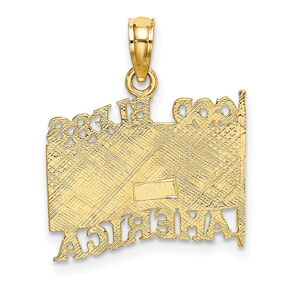 10K Gelbgold 10K Poliert Strukturiert God Bless America mit Flag Charm